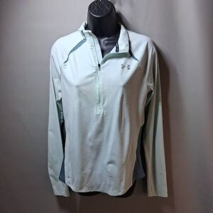 Under Armour Women's HeatGear 1/4 Zip Running Top Mint Blue Pullover Size Medium